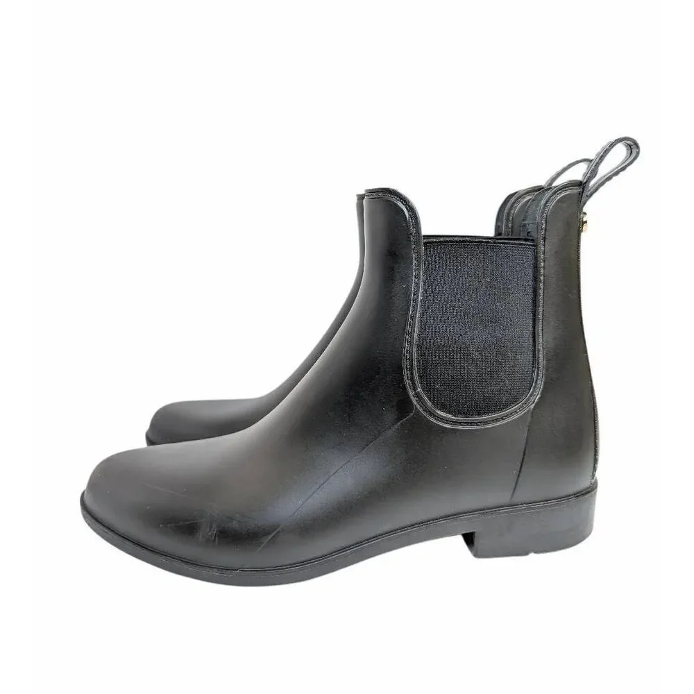 Sam Edelman Black matte tinsley ankle rainboots waterproof booties womens 8